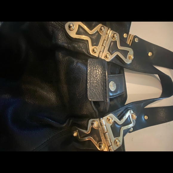 Micheal Kors Black Leather w/Gold Accents Bag - Picture 3 of 4